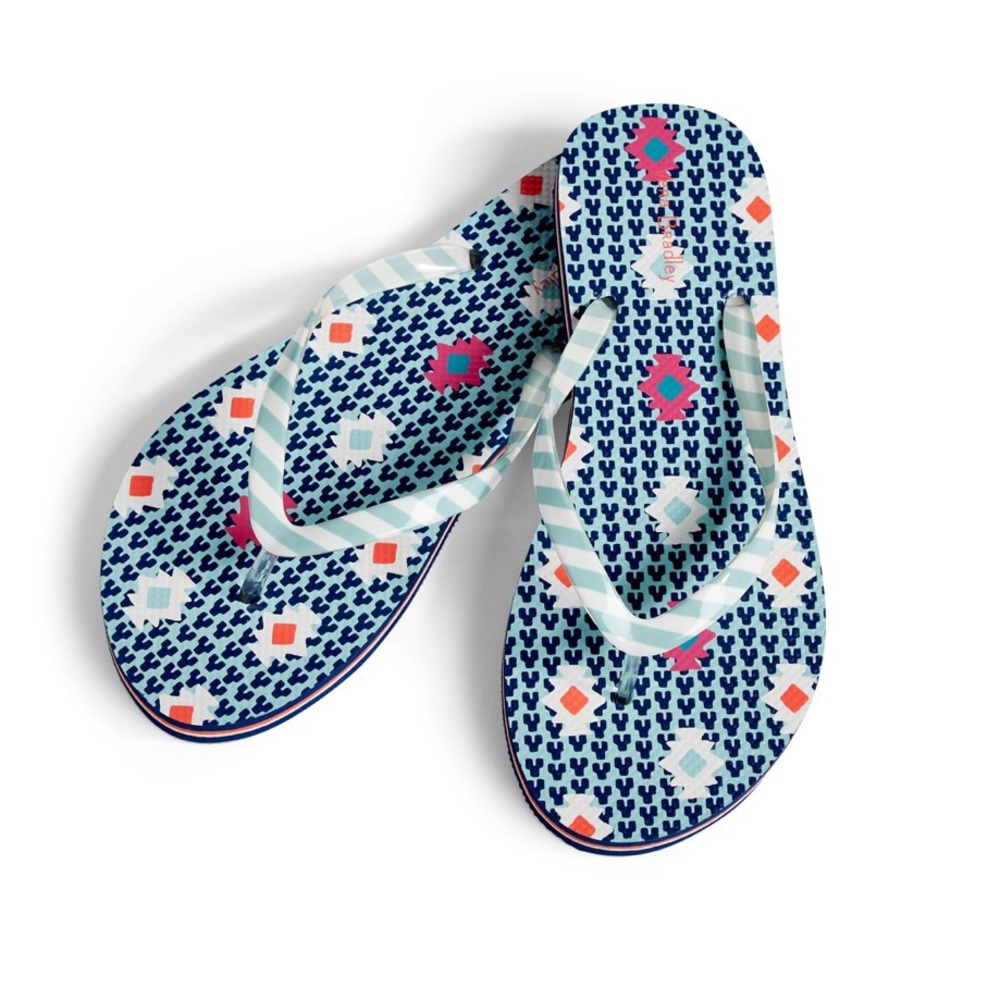Vera Bradley Flip-Flops Patchwork Bouquet New Sz 5/6 NWT Sandals Preppy Summer